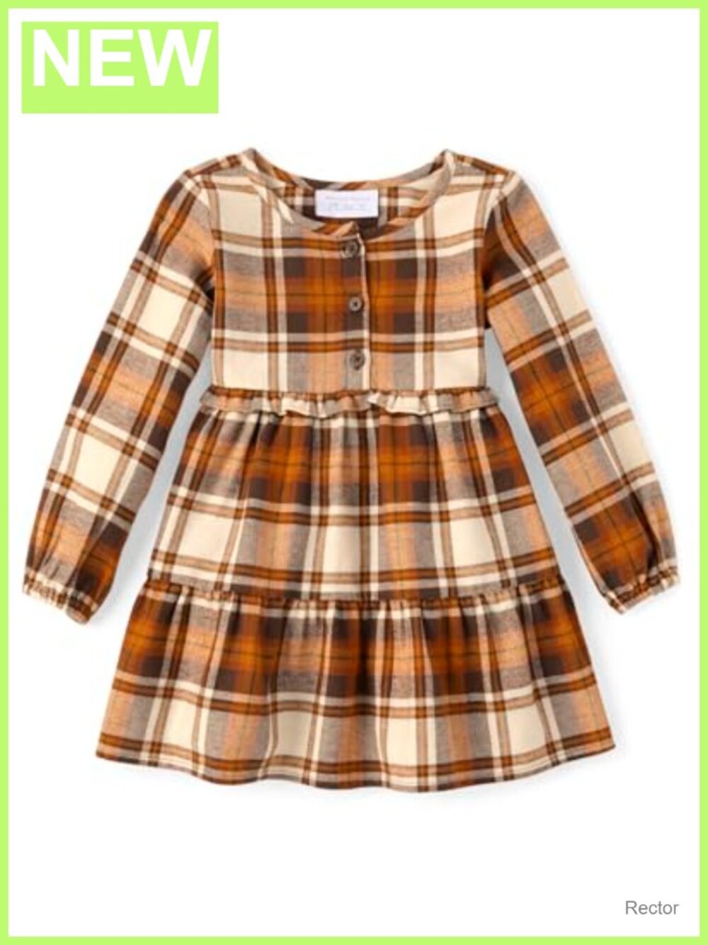 Girls Tiered Ruffle Plaid Dress Long Sleeve Cotton Flannel